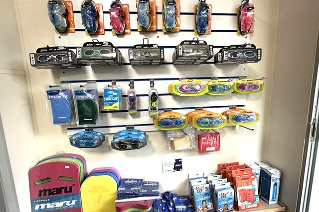 Shop Image of goggles and swim aids available at West Wight Sports and Community Centre shop