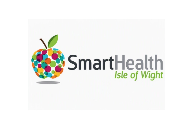 Smart Health logo The image displays the logo for "SmartHealth Isle of Wight", featuring a colorful, abstract apple and the organisation's name.
